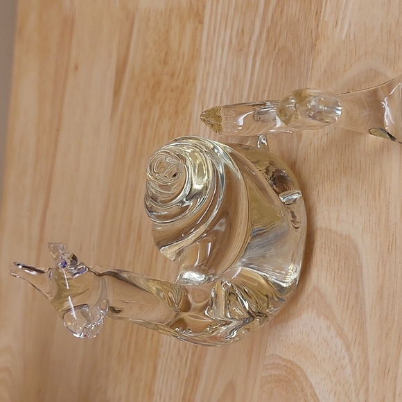 Clear art glass Snail & Whale Paperweight sculptures - Picture 2 of 7